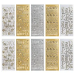 Sticker, Hochzeit 1, Perlmutt- und Lackfolie, 5 verschiedene Designs, 10 Bogen