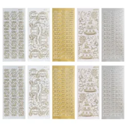 Sticker, Hochzeit 2, Perlmutt- und Lackfolie, 5 verschiedene Designs, 10 Bogen
