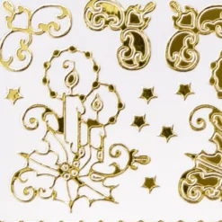 Sticker, Kerzen mit Ilex & Ecken, Spiegelfolie, gold