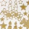 Sticker, Kerzen mit Weihnachtssternen, Perlmuttfolie, gold