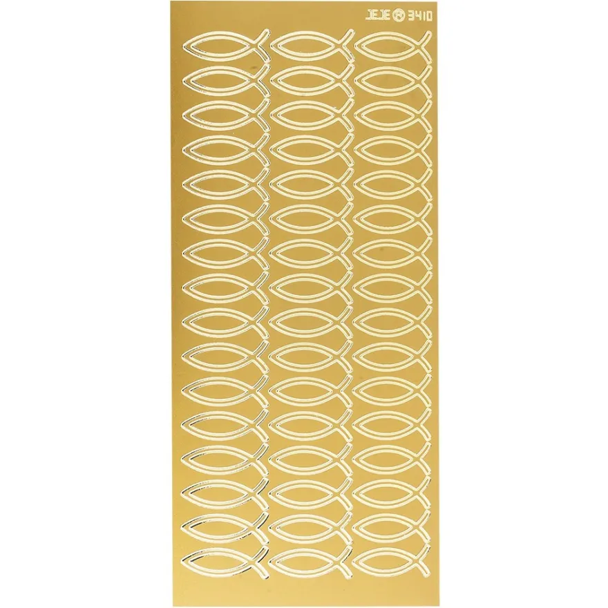 Sticker, Konfirmation/Fisch, gold