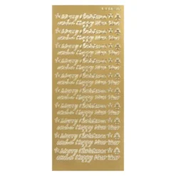 Sticker, Merry Christmas and a Happy New Year, Perlmuttfolie, gold