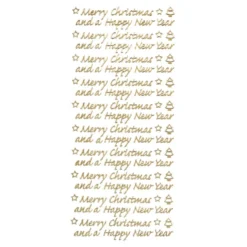 Sticker, Merry Christmas and a Happy New Year, Perlmuttfolie, gold