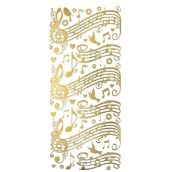 Sticker, Noten/Musik, Perlmuttfolie, gold