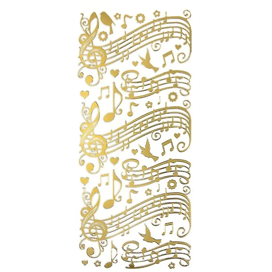 Sticker, Noten/Musik, Perlmuttfolie, gold