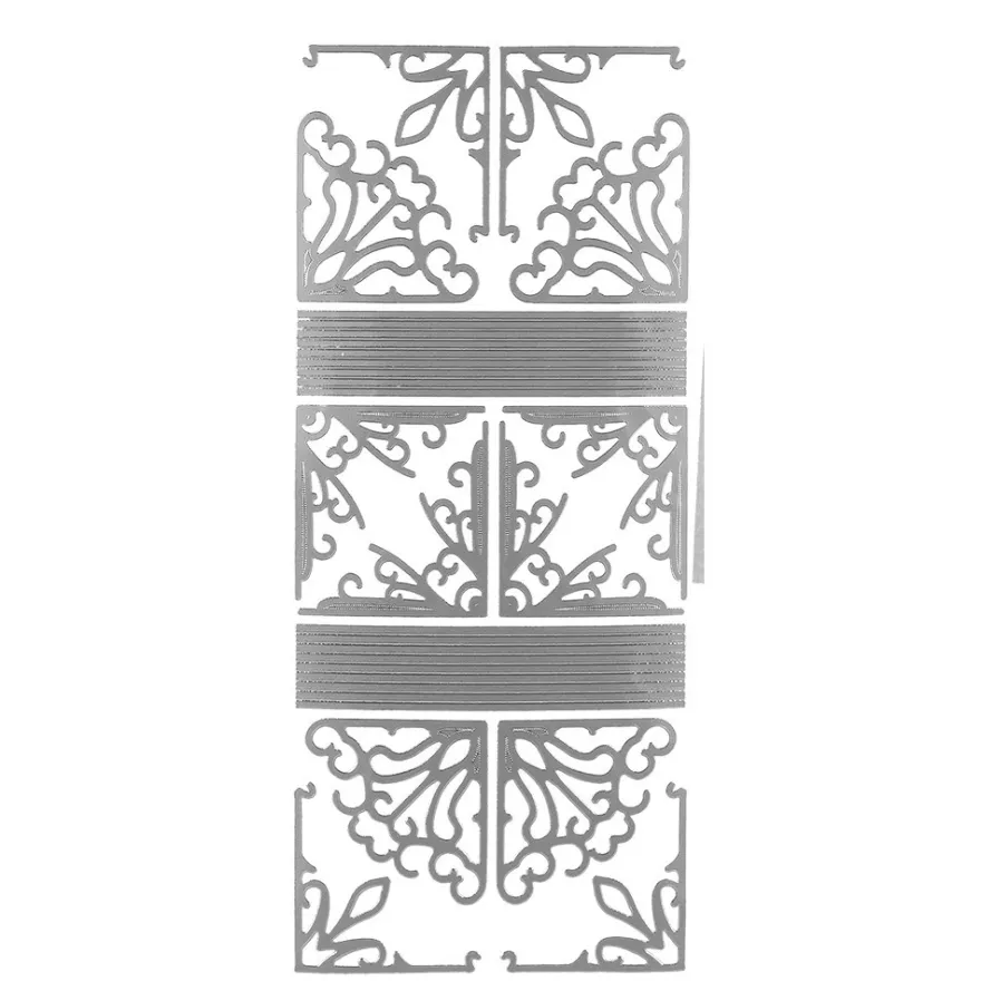Sticker ornamentale Ecken & Linien, silber