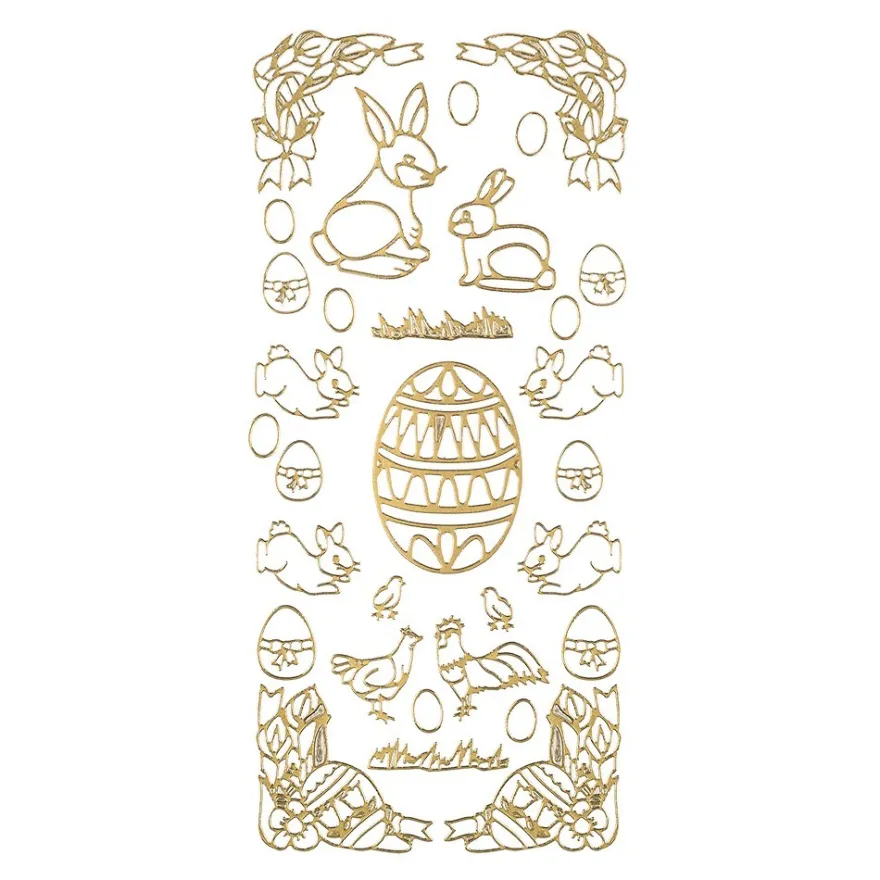 Sticker Ostermotiv Hase und Ei, gold