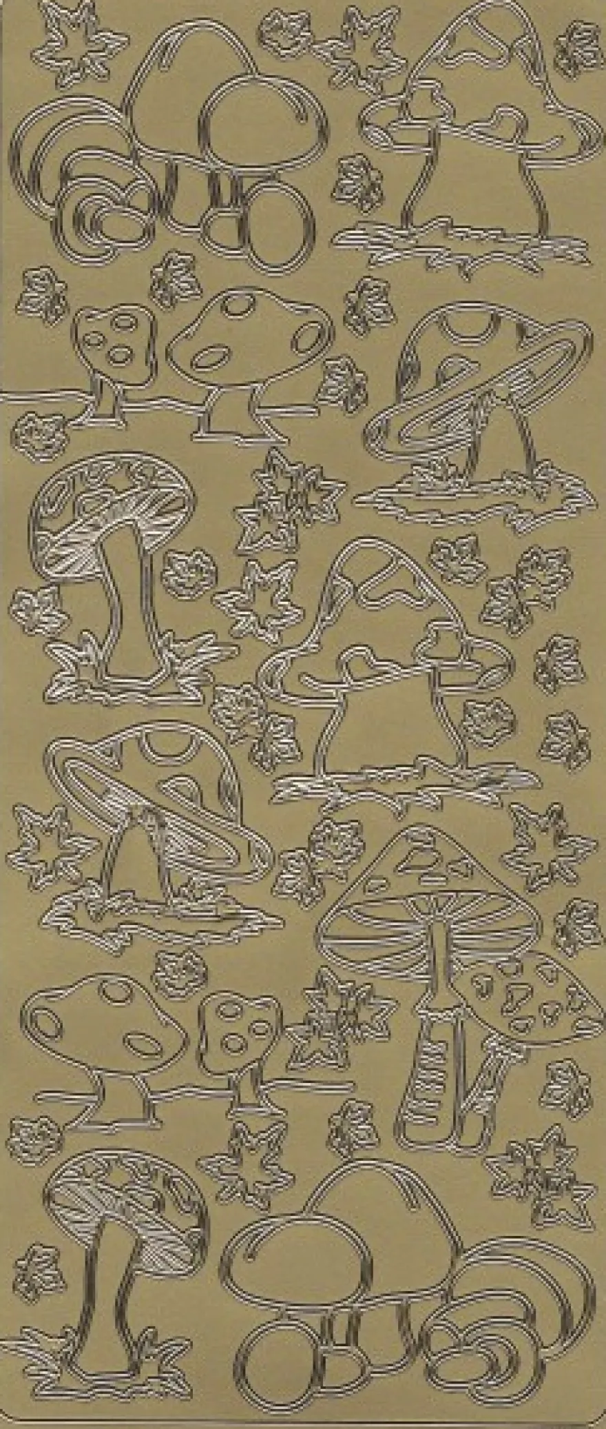 Sticker, Pilze, gold