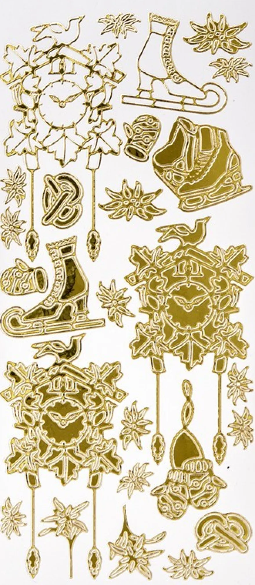 Sticker, Schlittschuhe & Kuckucksuhren, Spiegelfolie, gold