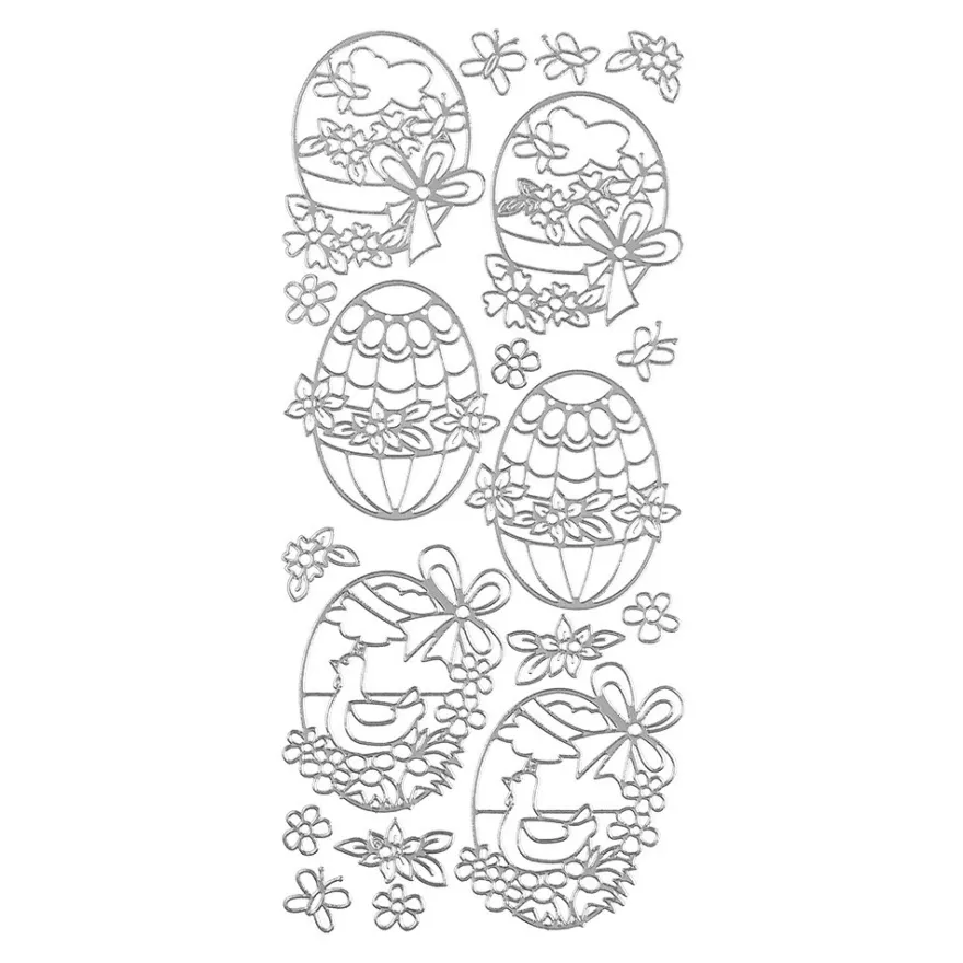 Sticker Schmuck-Ostereier, silber