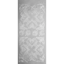 Sticker, Schnörckel-Ecken, Perlmuttfolie, silber