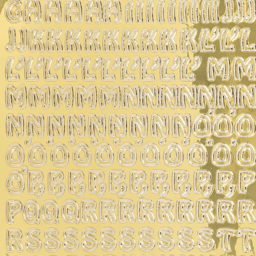 Sticker, Schrift, ABC Großbuchstaben, Spiegelfolie, gold