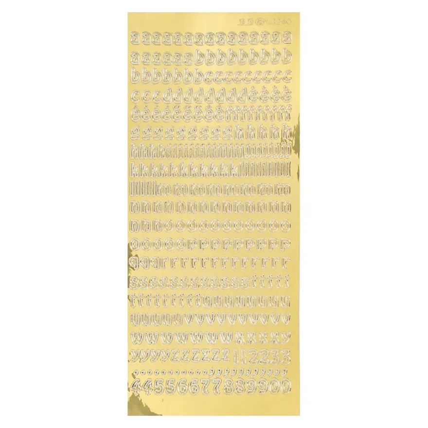 Sticker, Schrift, abc, Kleinbuchstaben, Spiegelfolie, gold