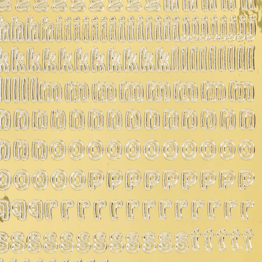 Sticker, Schrift, abc, Kleinbuchstaben, Spiegelfolie, gold