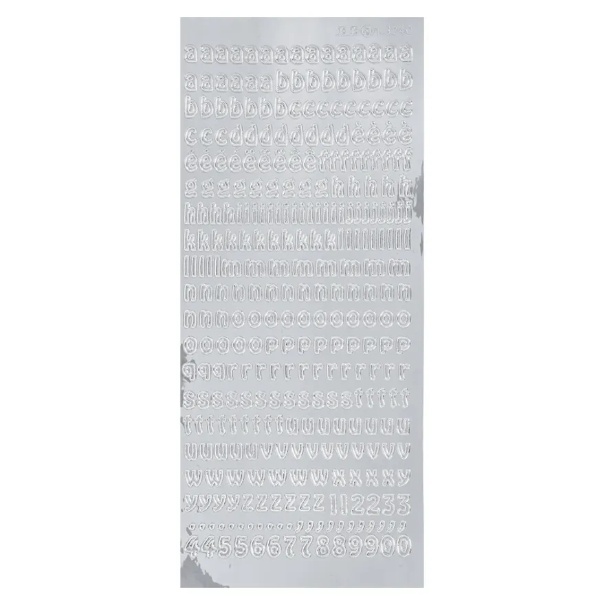 Sticker, Schrift, abc, Kleinbuchstaben, Spiegelfolie, silber