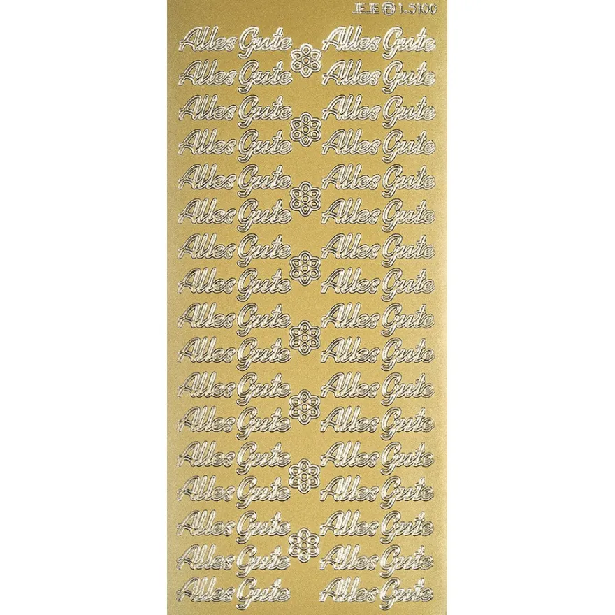 Sticker, Schrift, Alles Gute, Perlmuttfolie, gold