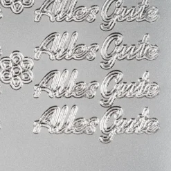 Sticker, Schrift, Alles Gute, Perlmuttfolie, silber