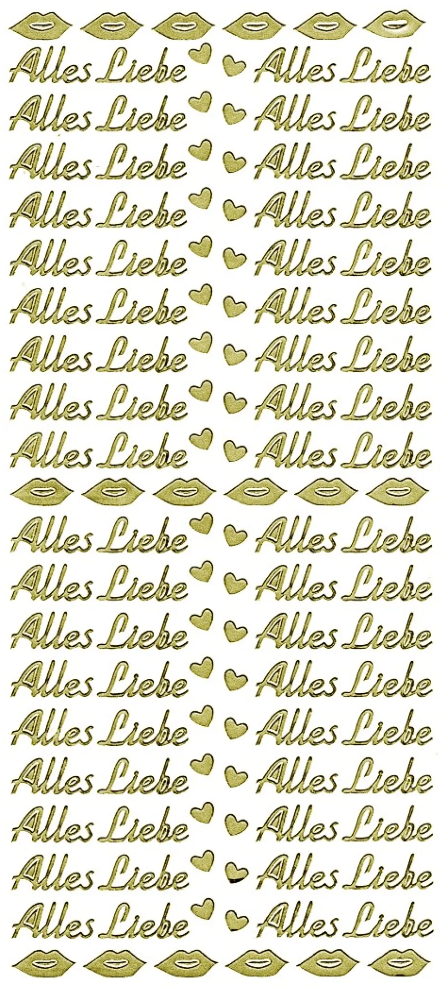 Sticker, Schrift, Alles Liebe, Perlmuttfolie, gold