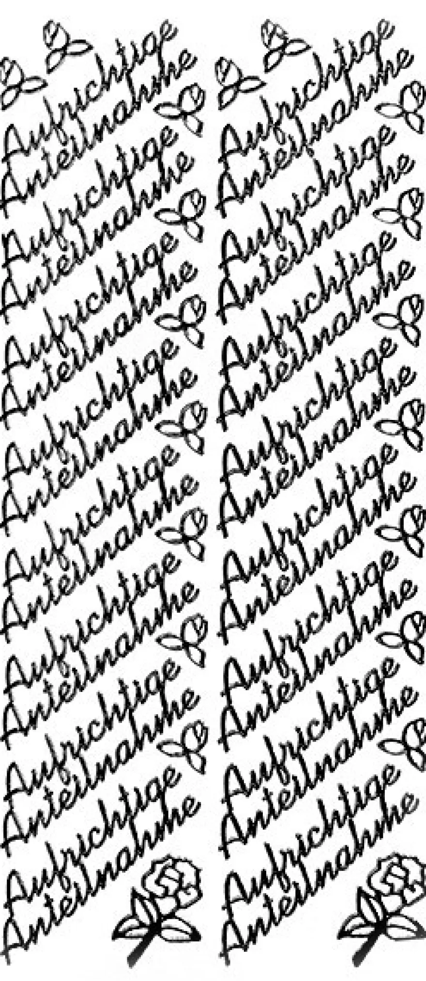 Sticker, Schrift, Aufrichtige Anteilnahme, schwarz