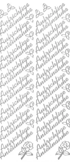 Sticker, Schrift, Aufrichtige Anteilnahme, silber