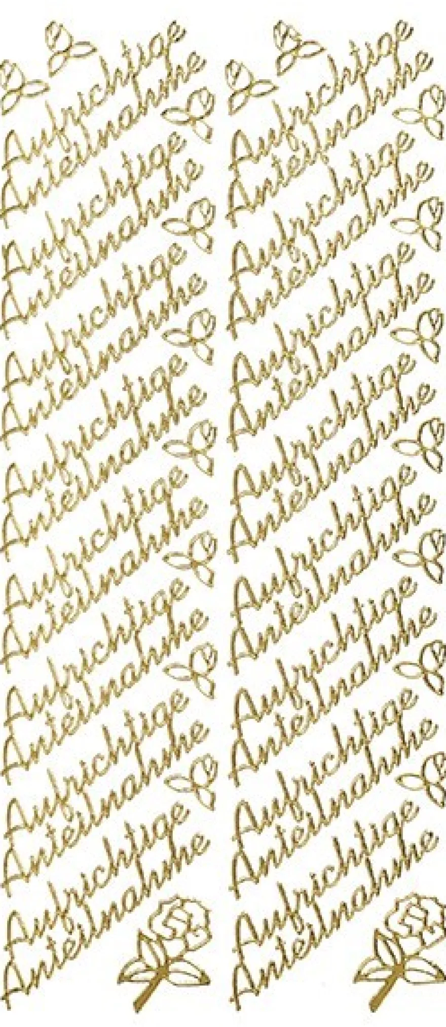 Sticker, Schrift, Aufrichtige Anteilnahme, gold