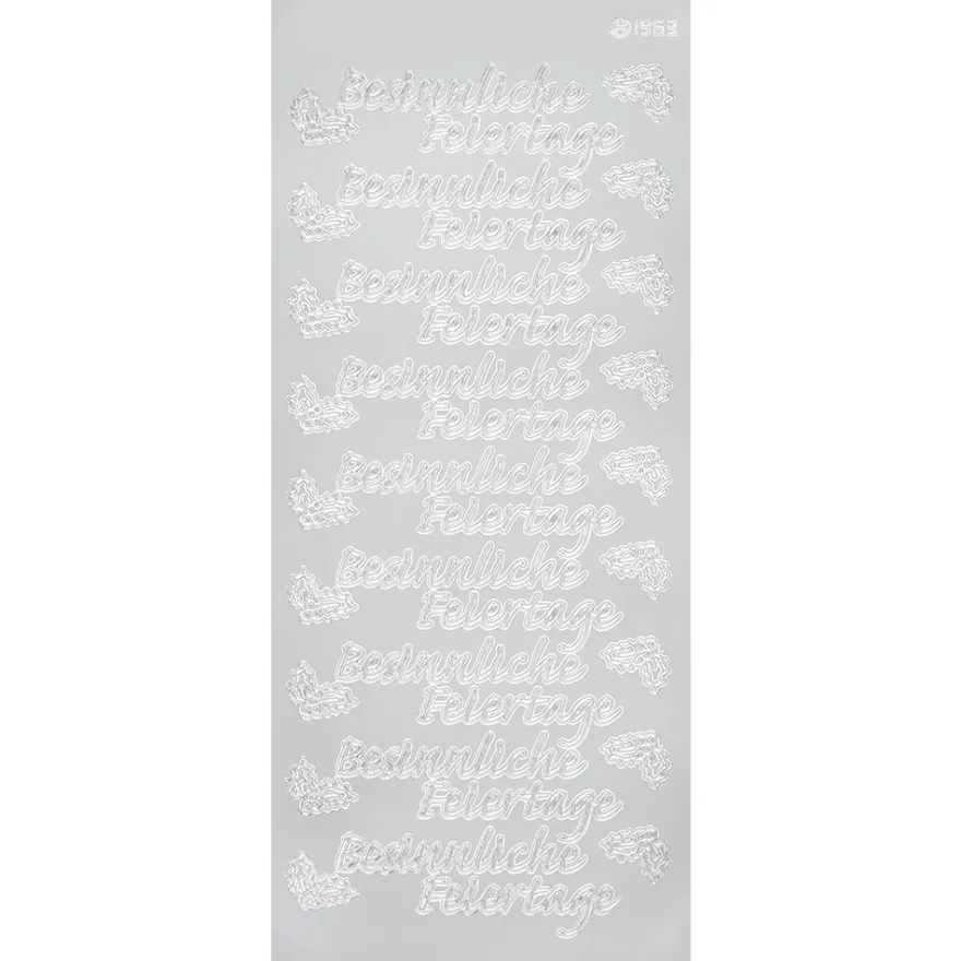 Sticker, Schrift, Besinnliche Feiertage, Perlmuttfolie, silber