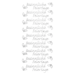 Sticker, Schrift, Besinnliche Feiertage, Perlmuttfolie, silber