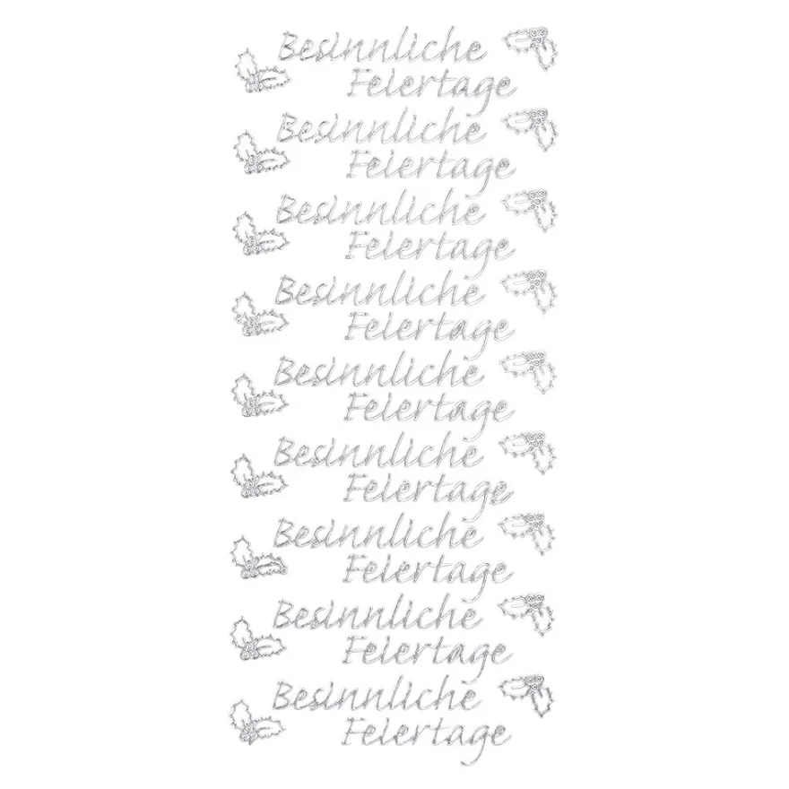 Sticker, Schrift, Besinnliche Feiertage, Perlmuttfolie, silber