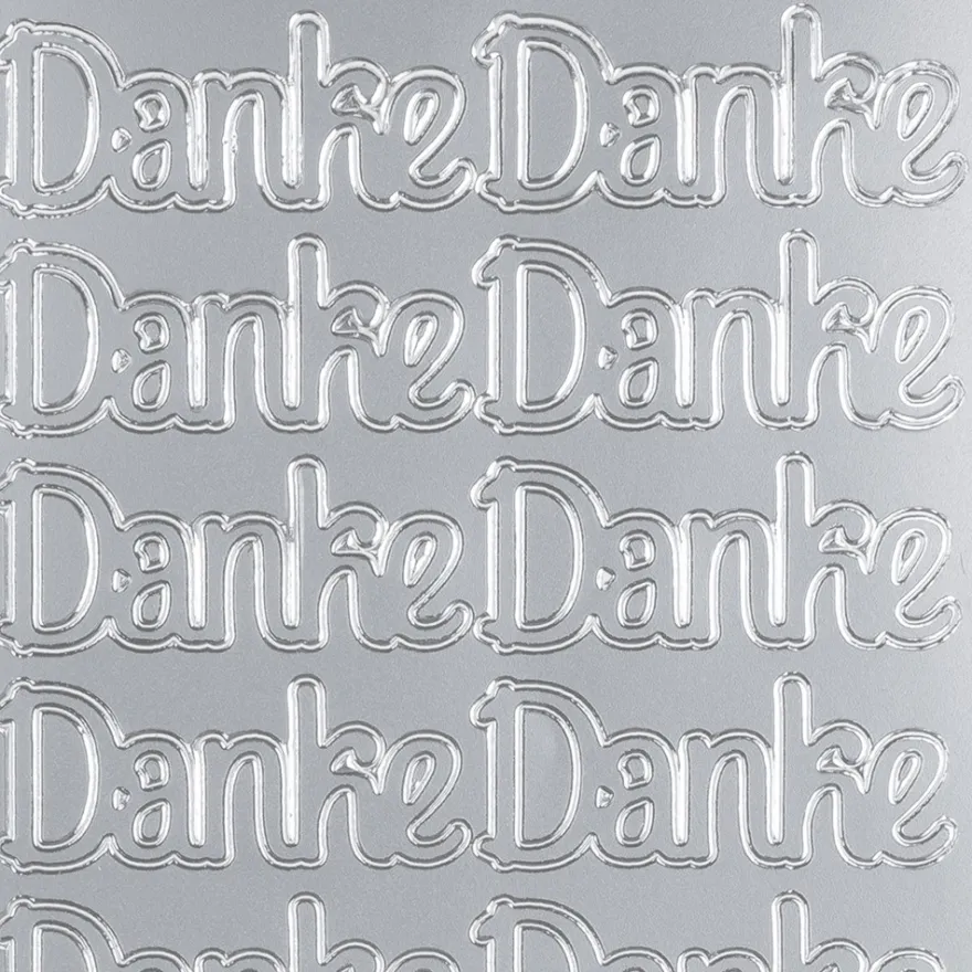 Sticker, Schrift, Danke, Perlmuttfolie, silber