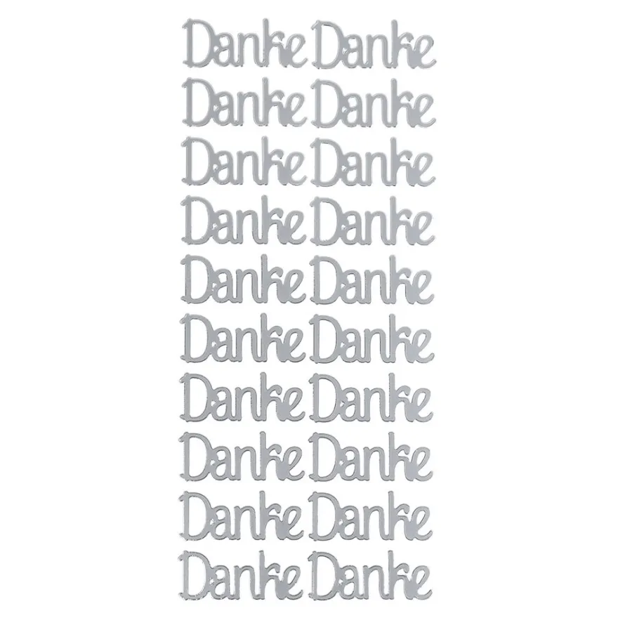 Sticker, Schrift, Danke, Perlmuttfolie, silber