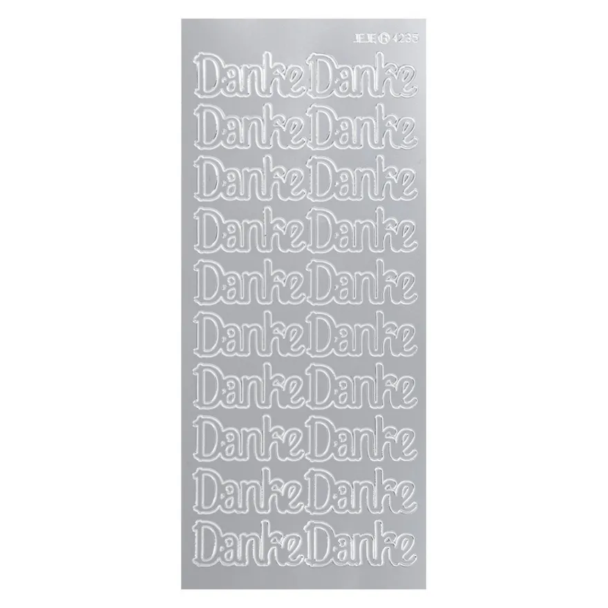 Sticker, Schrift, Danke, Perlmuttfolie, silber