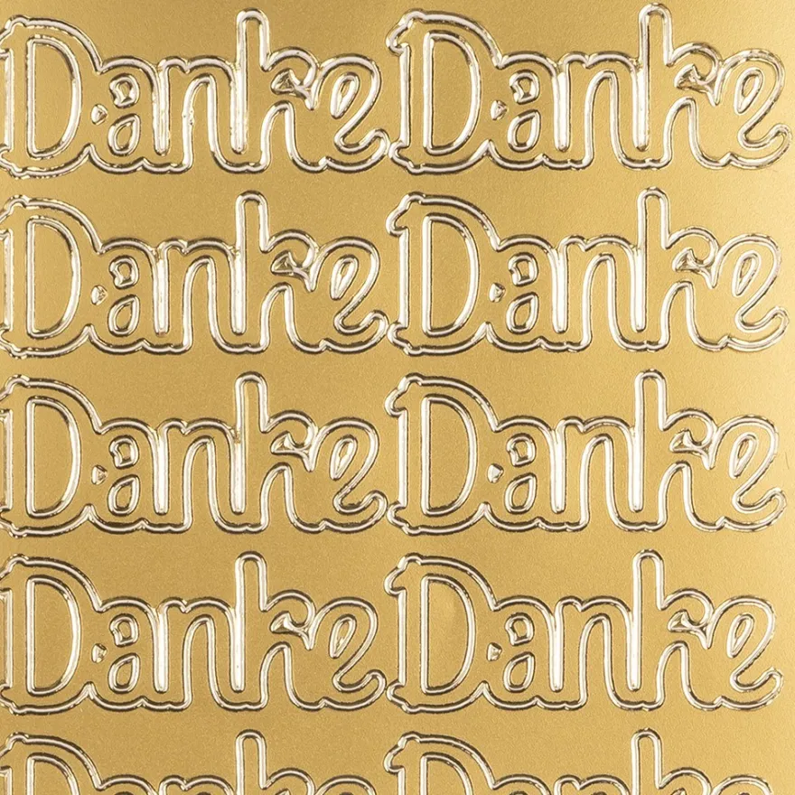 Sticker, Schrift, Danke, Perlmuttfolie, gold
