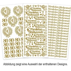 Sticker, Schriften/Anlässe, verschiedene Farben und Folien, 20 Bogen