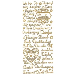 Sticker, Schriften, "Danke", uvm., Perlmuttfolie, gold