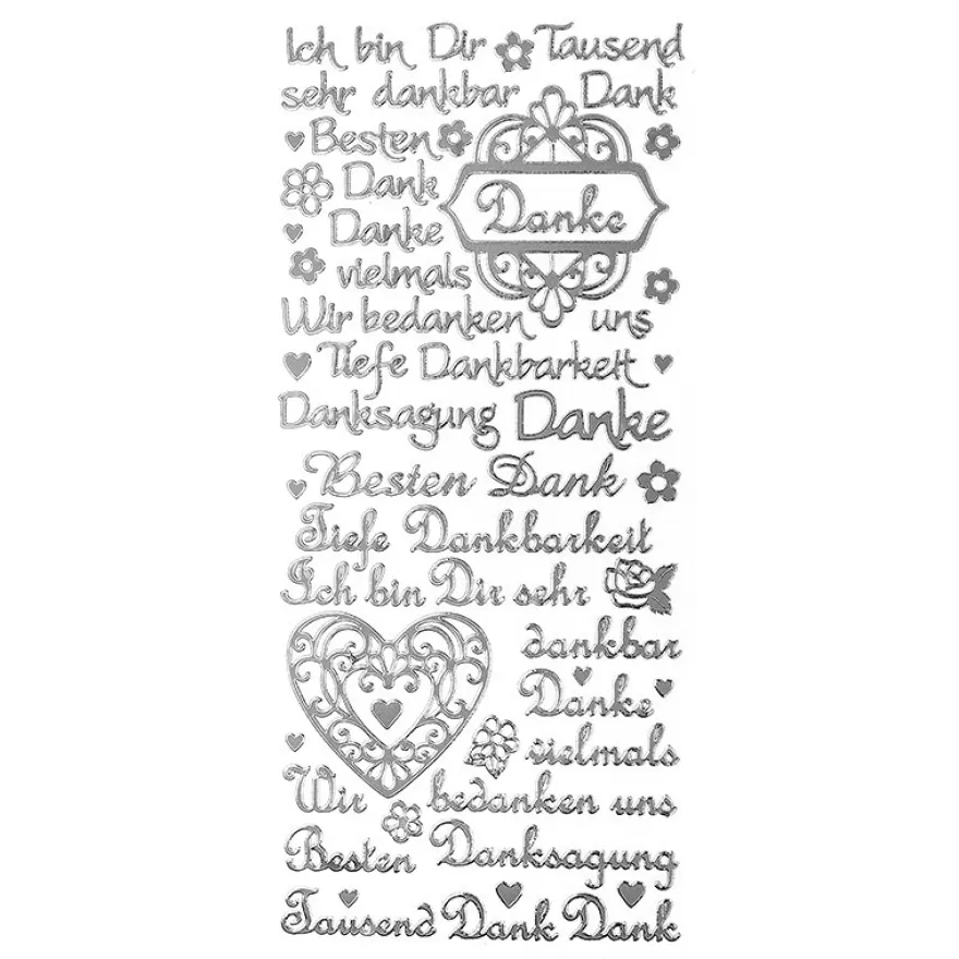 Sticker, Schriften, "Danke", uvm., Spiegelfolie, silber