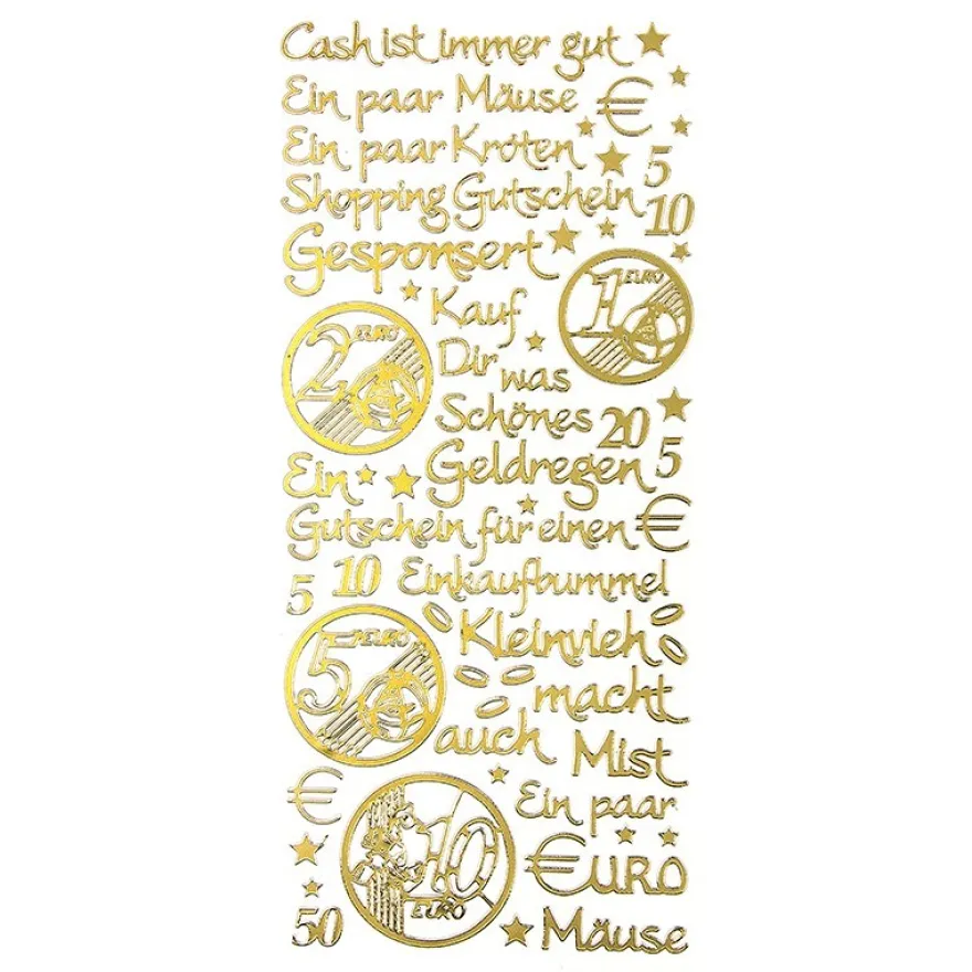 Sticker, Schriften, "Geld/Gutschein", uvm., Spiegelfolie, gold