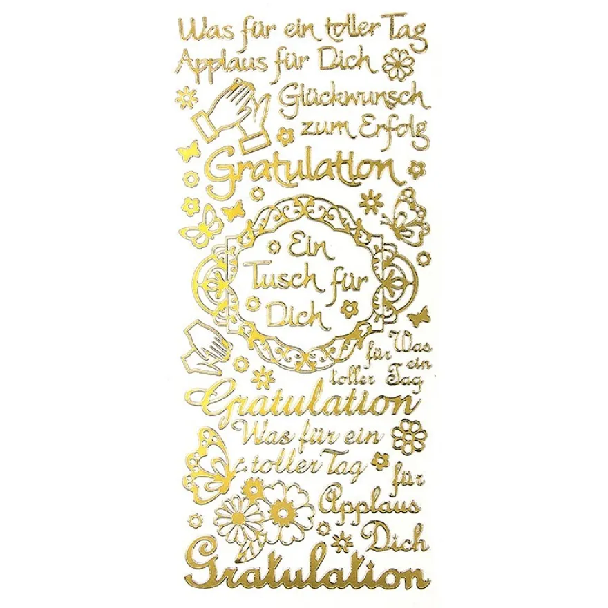 Sticker, Schriften, "Gratulation/Applaus", uvm., Spiegelfolie, gold