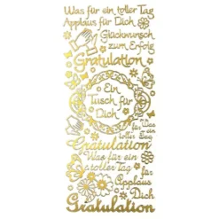 Sticker, Schriften, "Gratulation/Applaus", uvm., Perlmuttfolie, gold