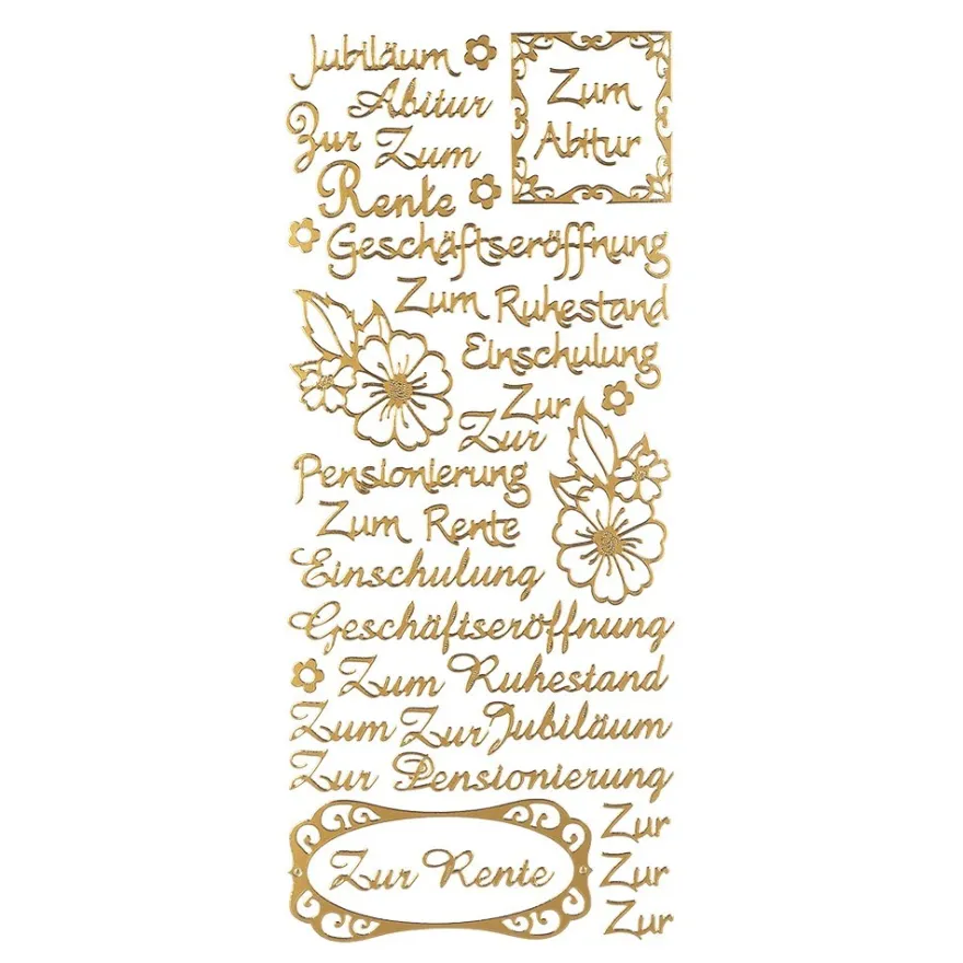 Sticker, Schriften, "Jubiläum", uvm., Perlmuttfolie, gold