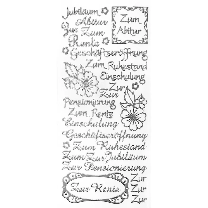 Sticker, Schriften, "Jubiläum", uvm., Spiegelfolie, silber