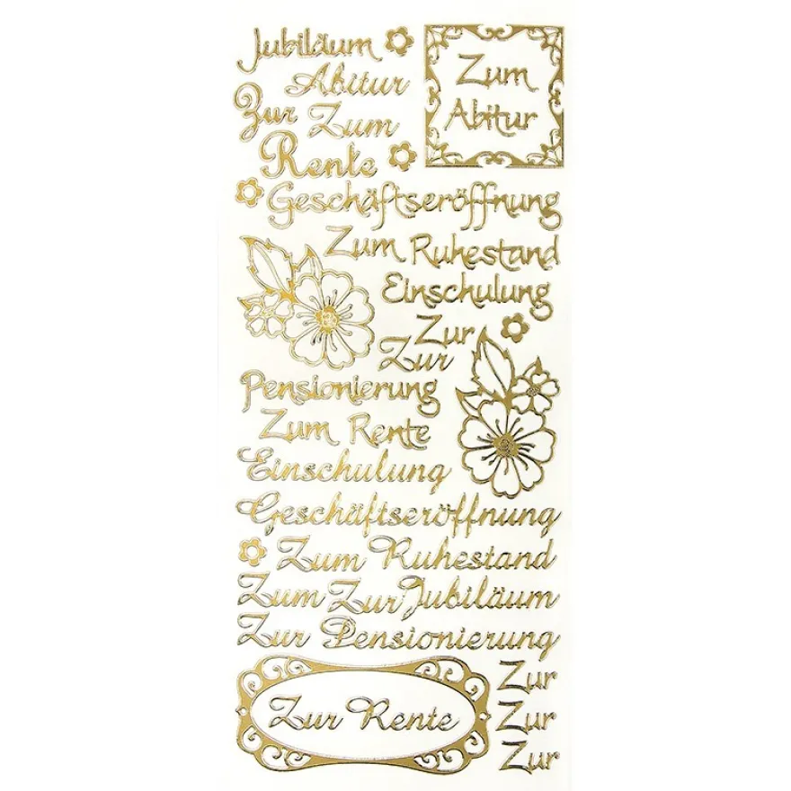 Sticker, Schriften, "Jubiläum", uvm., Spiegelfolie, gold