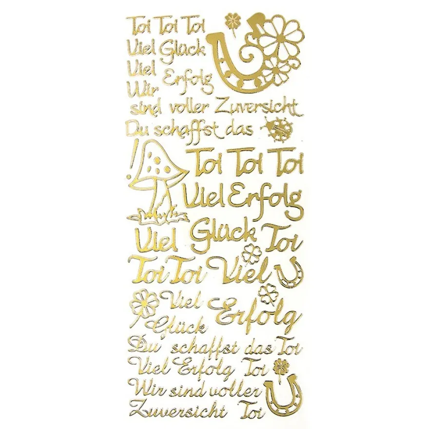 Sticker, Schriften, "Viel Glück/Erfolg", uvm., Perlmuttfolie, gold