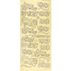 Sticker, Schrift, Frohe Festtage, Sterne, Tannenbäume & Ilex, Spiegelfolie, gold