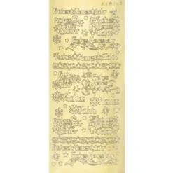 Sticker, Schrift, Frohes neues Jahr, Sterne & Eiskristalle, Spiegelfolie, gold
