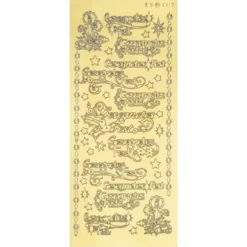 Sticker, Schrift, Gesegnetes Fest, Kerzen, Sterne & Ilex, Spiegelfolie, gold