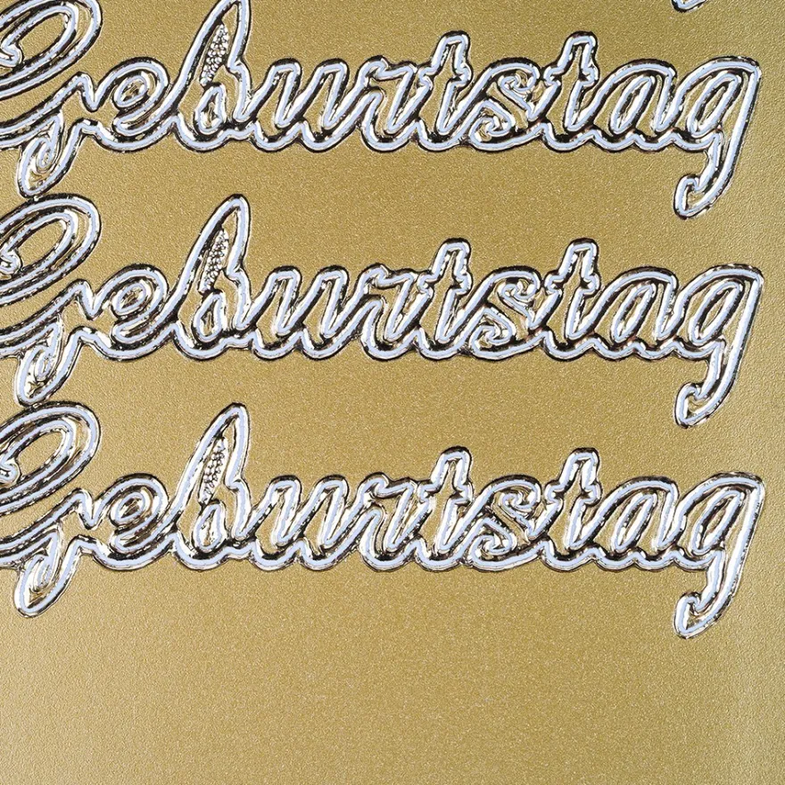 Sticker, Schrift groß, Zum Geburtstag, Perlmuttfolie, gold