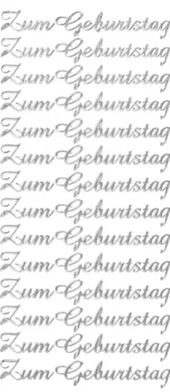Sticker, Schrift groß, Zum Geburtstag, Perlmuttfolie, silber