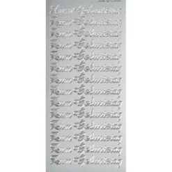 Sticker, Schrift groß, Zum Geburtstag, Perlmuttfolie, silber