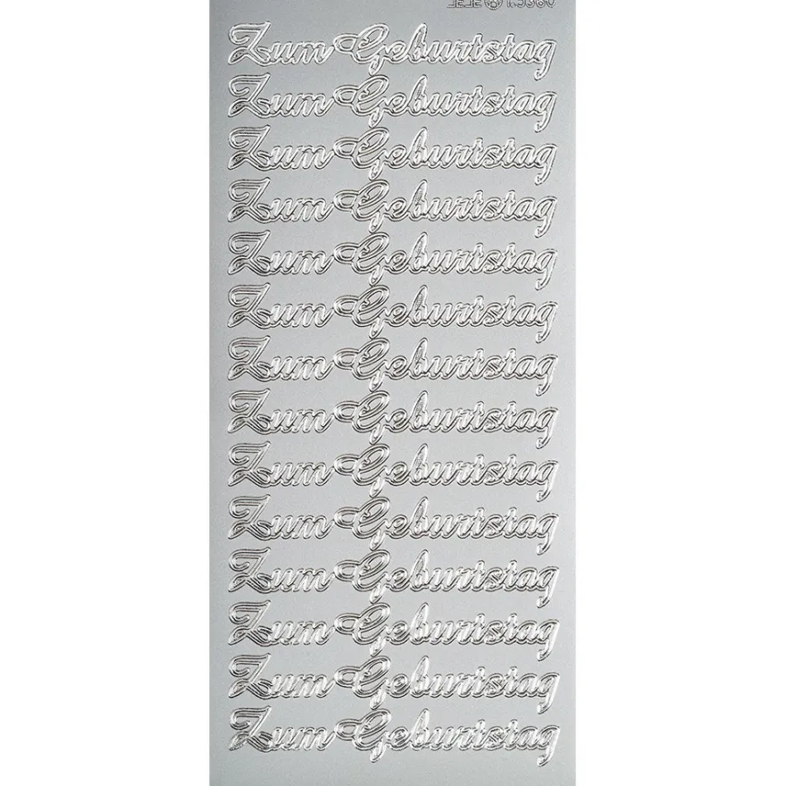 Sticker, Schrift groß, Zum Geburtstag, Perlmuttfolie, silber
