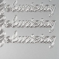 Sticker, Schrift groß, Zum Geburtstag, Perlmuttfolie, silber